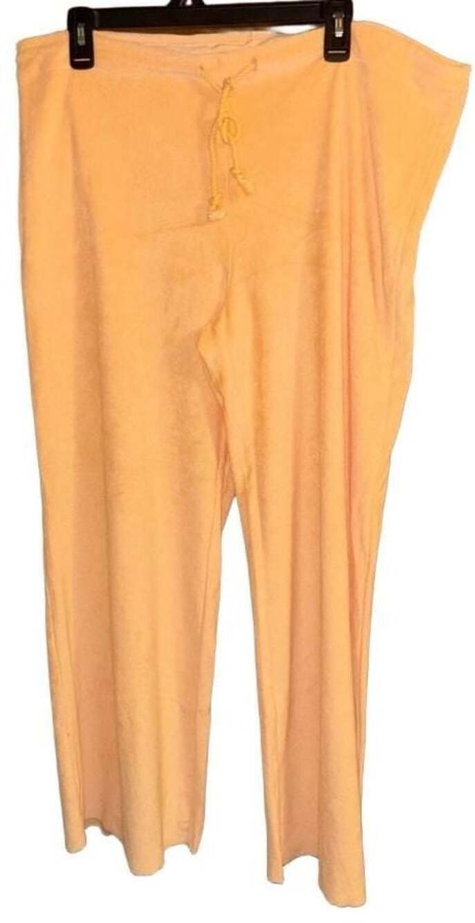 Free People Orange Terry Cloth Lounge Pants Drawstring Wide Leg New without tags